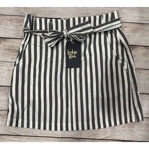 NWT Women’s Indigo Rein Cream & Taupe High Rise Mini Skirt Belted Junior Size 3